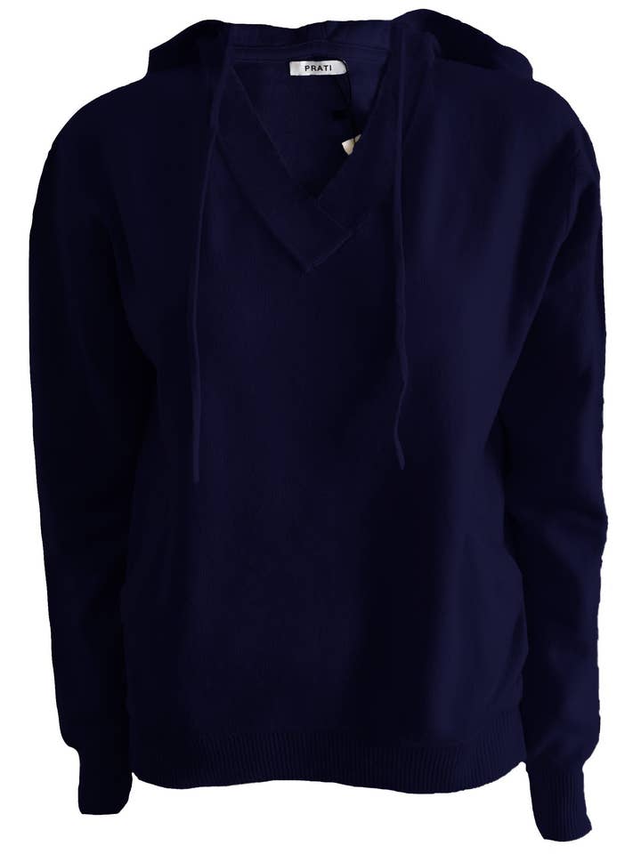 Cashmere hoodie navy for wholesale by PRATI