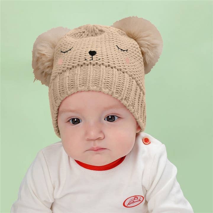 Kids Cute Smile Face Warm Knitted Beanie Hat for wholesale by Sheer Trend