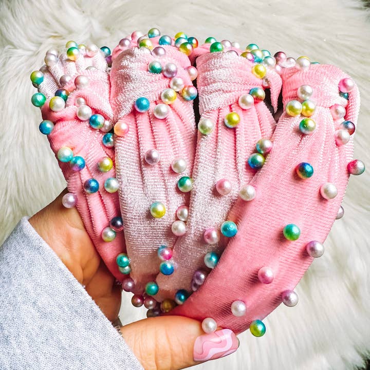 Bandeau à perles roses pour la vente par Golden Rae Wholesale