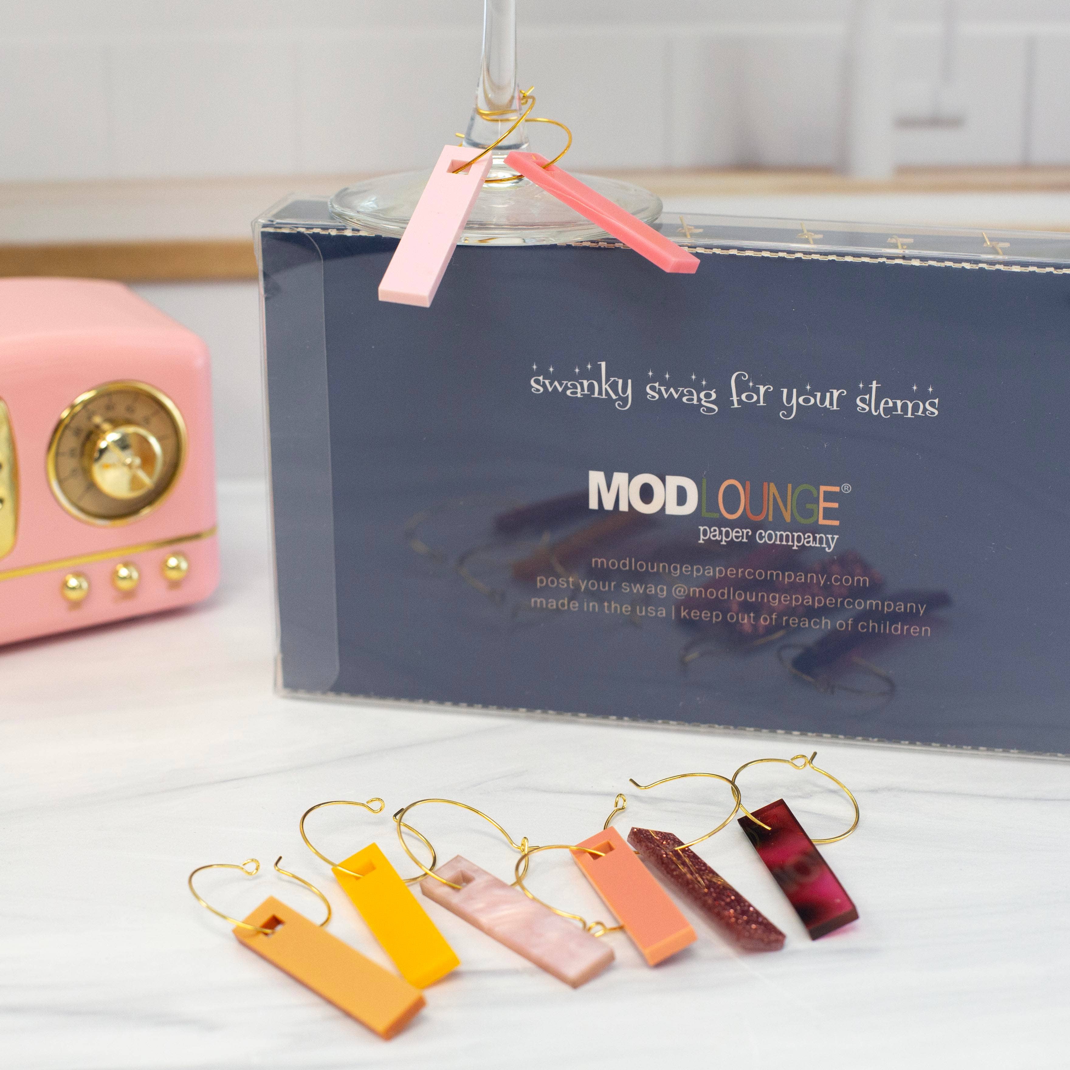 Mod Lounge Paper Company - Wholesale Wine Charm - Shades of Pink Acrylic Wine Charms4