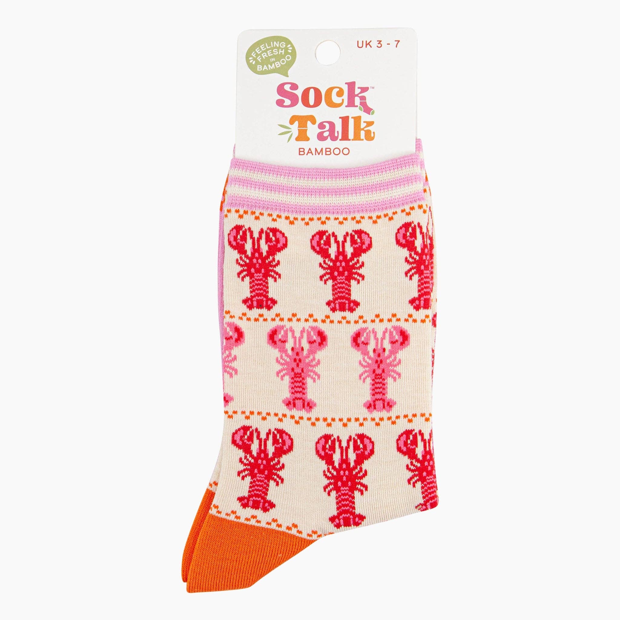 Sock Talk – wholesale Socks – Women's – Women's Bamboo Socks - Cream, Lobster Stripes3
