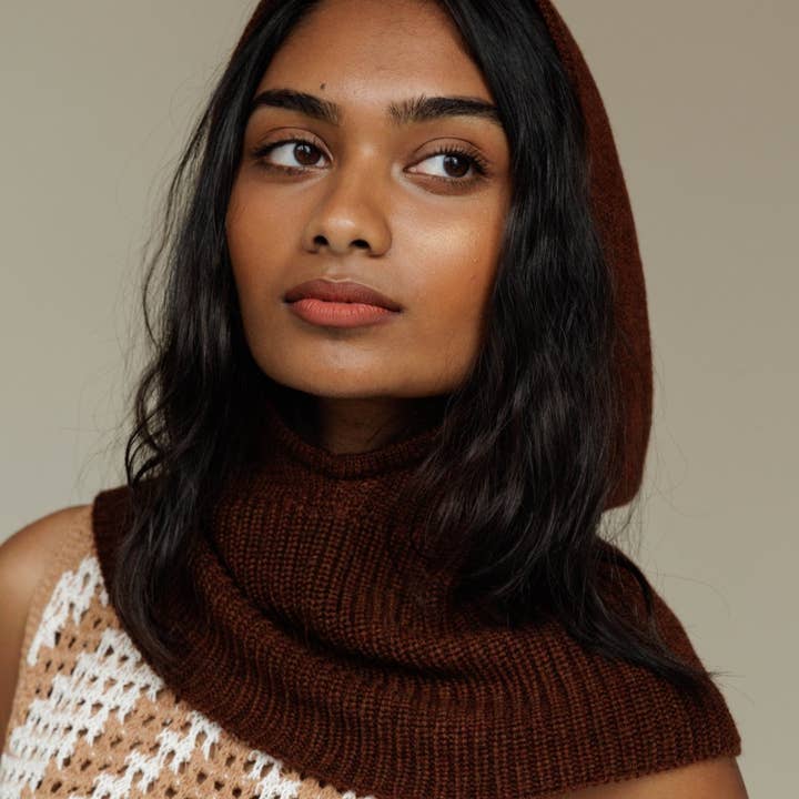 Brown Satin Lined Balaclava in Umber for wholesale on Faire