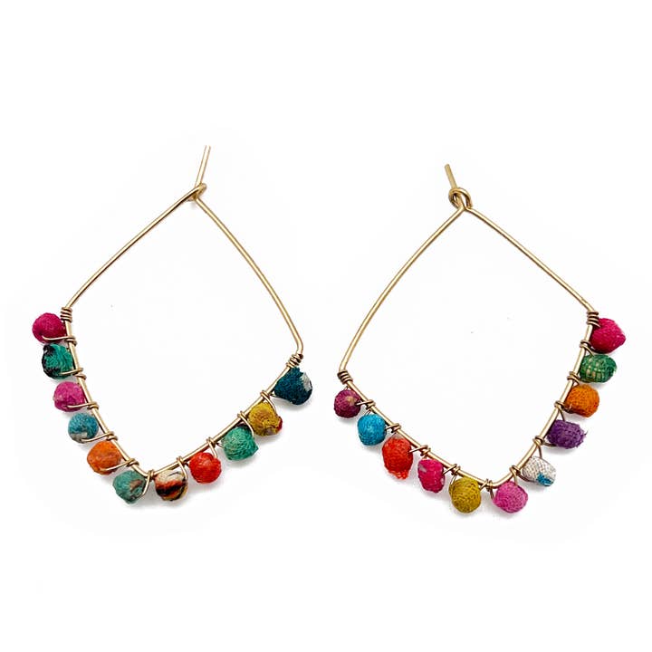 Aasha kantha Large Diamond Hoop with Loop Closure Earrings for wholesale by Anju Jewelry