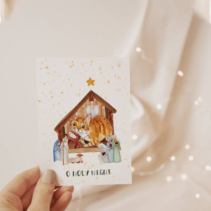 Liyana Studio – wholesale Christmas card – Cat Nativity Scene - Funny Religious Christmas Card1