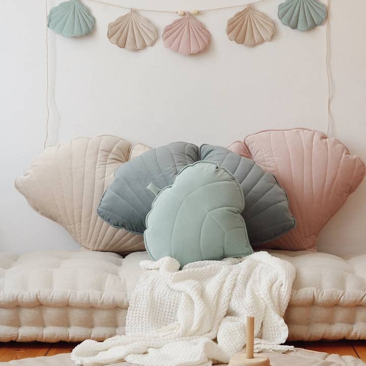 Moi Mili - Wholesale Throw/Decorative Pillow - “Powder Mint” Velvet Leaf Pillow2