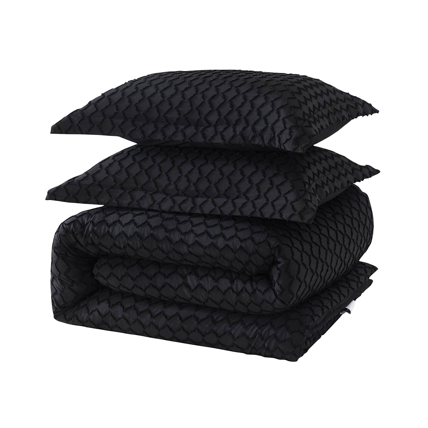 JML - Wholesale Bedding Set - 3 Pcs Jacquard Chic Comforter Set with Pillowcases, Black3