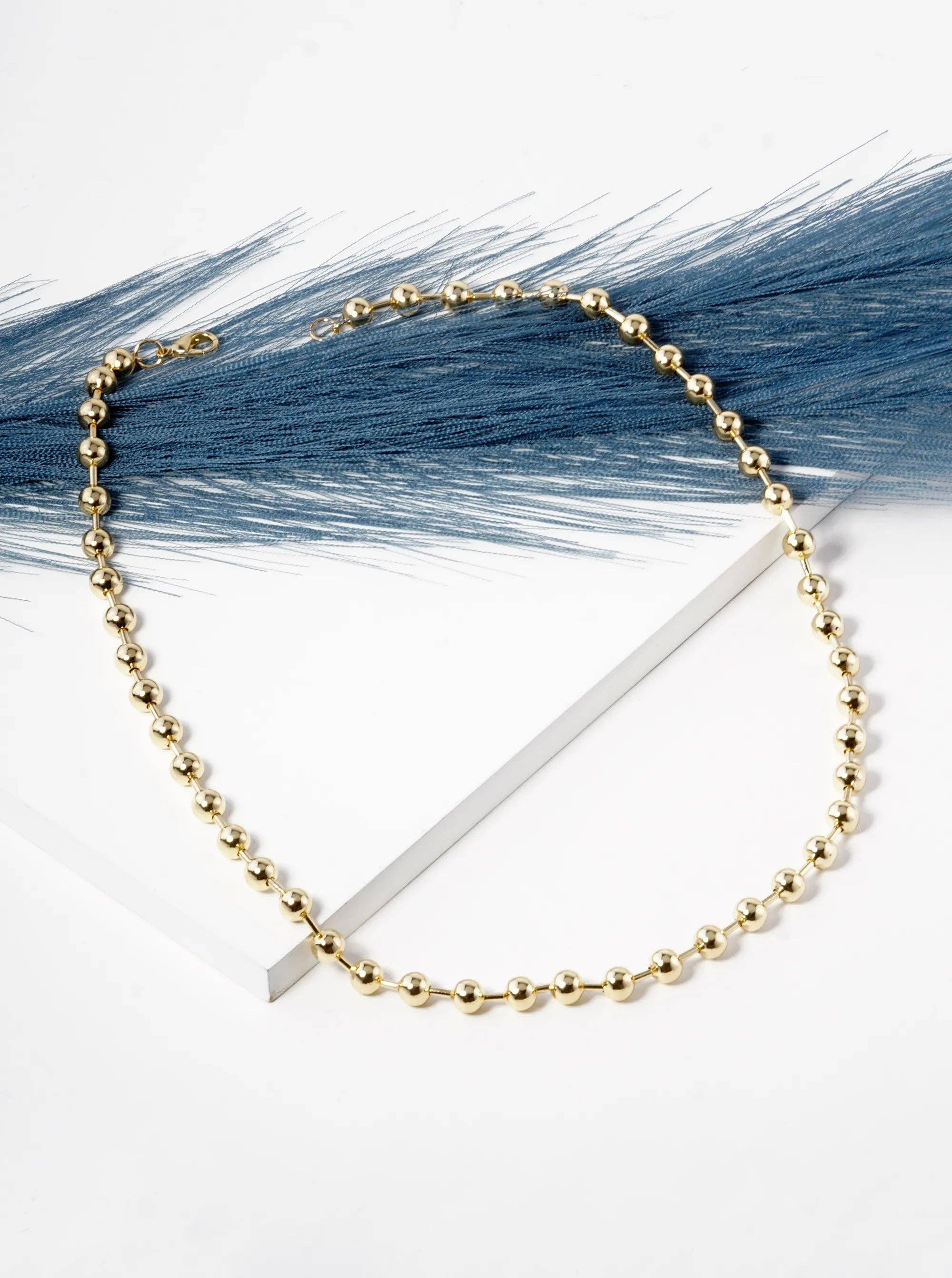 Wild Honey - Wholesale Link & Chain Necklace - 18K Gold Dipped 18 Inch Ball Chain Necklace0