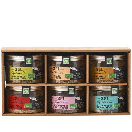 Discovery box of 6 organic flavored salts for wholesale by L'atelier du sel - Morel & Le Chantoux