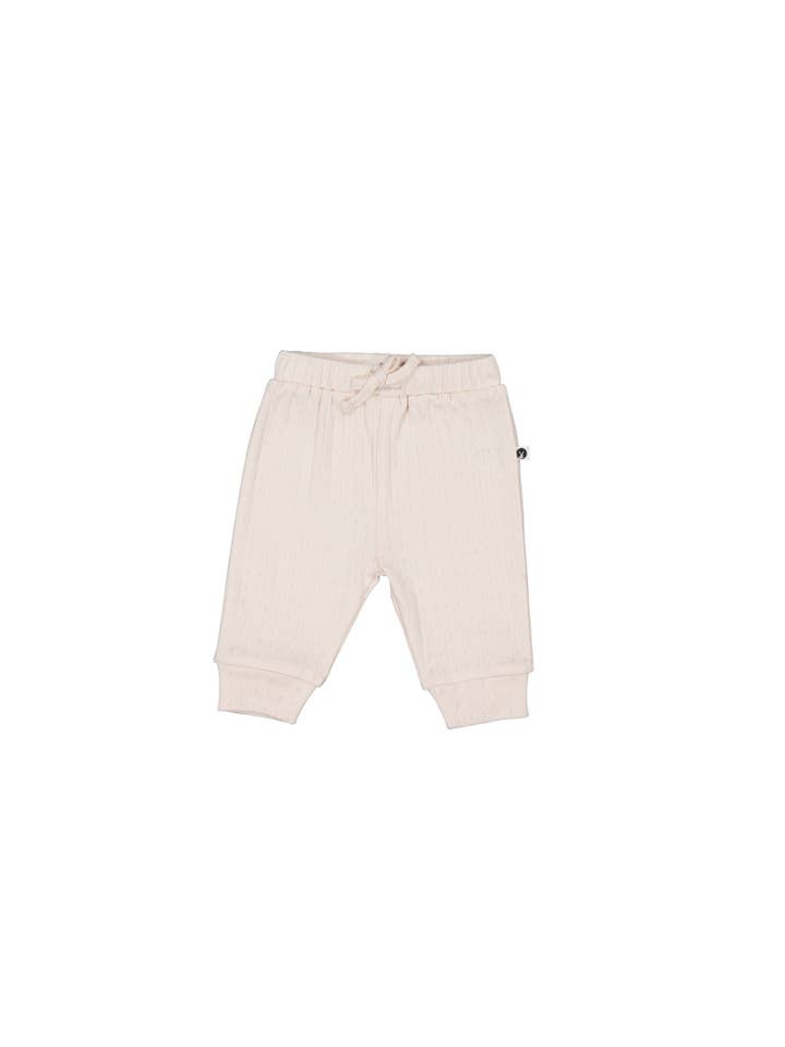 Burrow & Be Australia - Wholesale Trousers – Baby - SS25 Almond Blush Pointelle Baby Pants1
