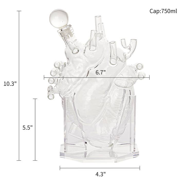 The Wine Savant / Khen Glassware - Wholesale Decanter - Heart Decanter Whiskey & Wine Decanter Set | 750 mL