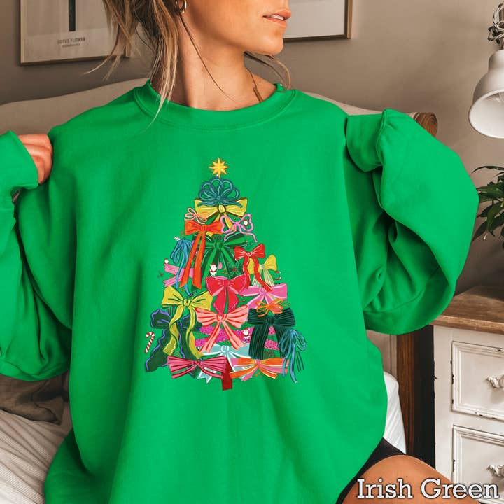 Shoppe SHC - Wholesale Graphic Sweatshirt - Women's - Bow Christmas Tree Christmas Sweatshirt | Gildan 1