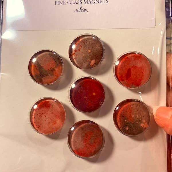 Anna DiVito Studio - Wholesale Magnet - PINK AWARENESS FLORAL MAGNET SET | ROUND GLASS | HANDCRAFTED1