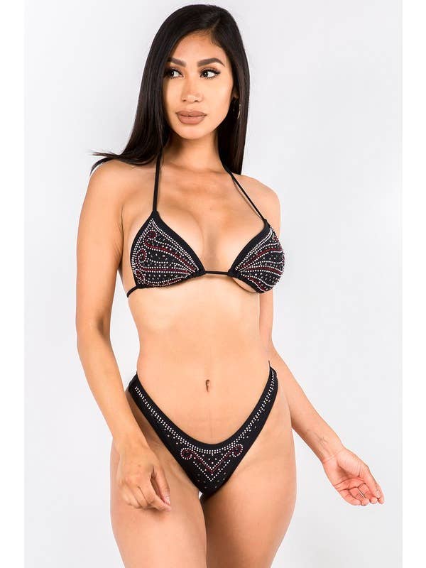 Yira - Wholesale Two Piece Swimsuit - Women's - Sexy string bikini with bedazzled design3