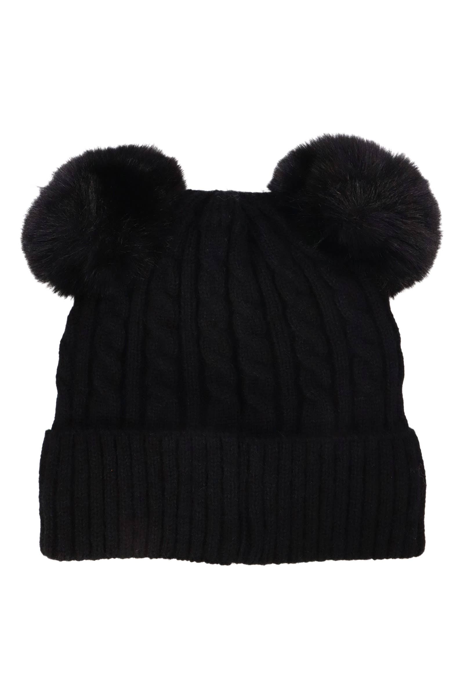 ASSORTI Zachte Neutrale Kabelgebreide Dubbele Pompon Muts voor groothandel op Faire2