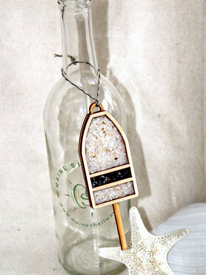 Wood and Shell Buoy Keepsake Ornament for wholesale by Maine Shellware