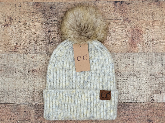 Treasure Bank - Wholesale Beanie - Women's - C.C Winter Hat, Classic Rib Beanie with  Faux Fur Pom2