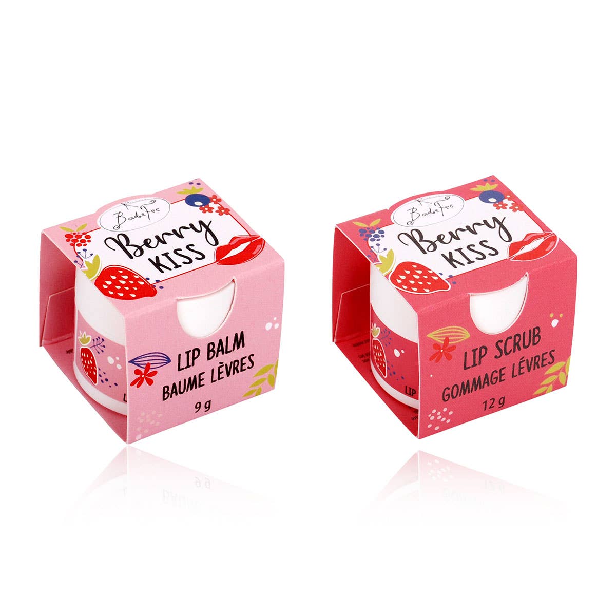 BadeFee - Vendita all'ingrosso Burro di cacao - Duo Cura Labbra Berry Kiss - Balsamo e Scrub Labbra0