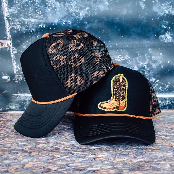 Flying S Company - Wholesale Baseball Cap - Women's - Leopard Boot Magna Pony™ Mesh Foam Trucker Hat0