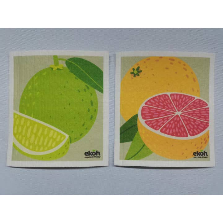 Swedish Dishcloth Set of 2p Grapefruit & Lime Prints for wholesale by EKOH