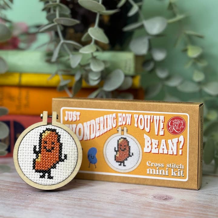 The Crafty Kit Company – wholesale Embroidery/cross-stitch supplies – 'Just Wondering How You've Bean?' Mini Cross Stitch Kit