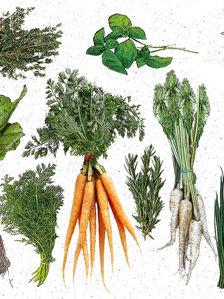 grøntsager og urter vinyl dækkeserviet, antimikrobiel for engroshandel hos Alphie and Ollie