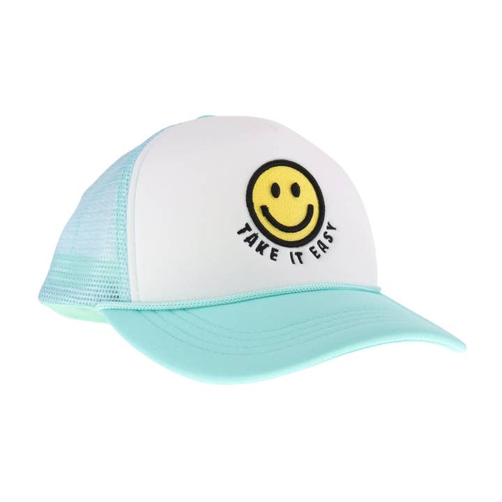 C.C Beanie - Wholesale Trucker Hat - Women's - Take it Easy Smiley Face C.C Trucker Ball Cap TCB01
