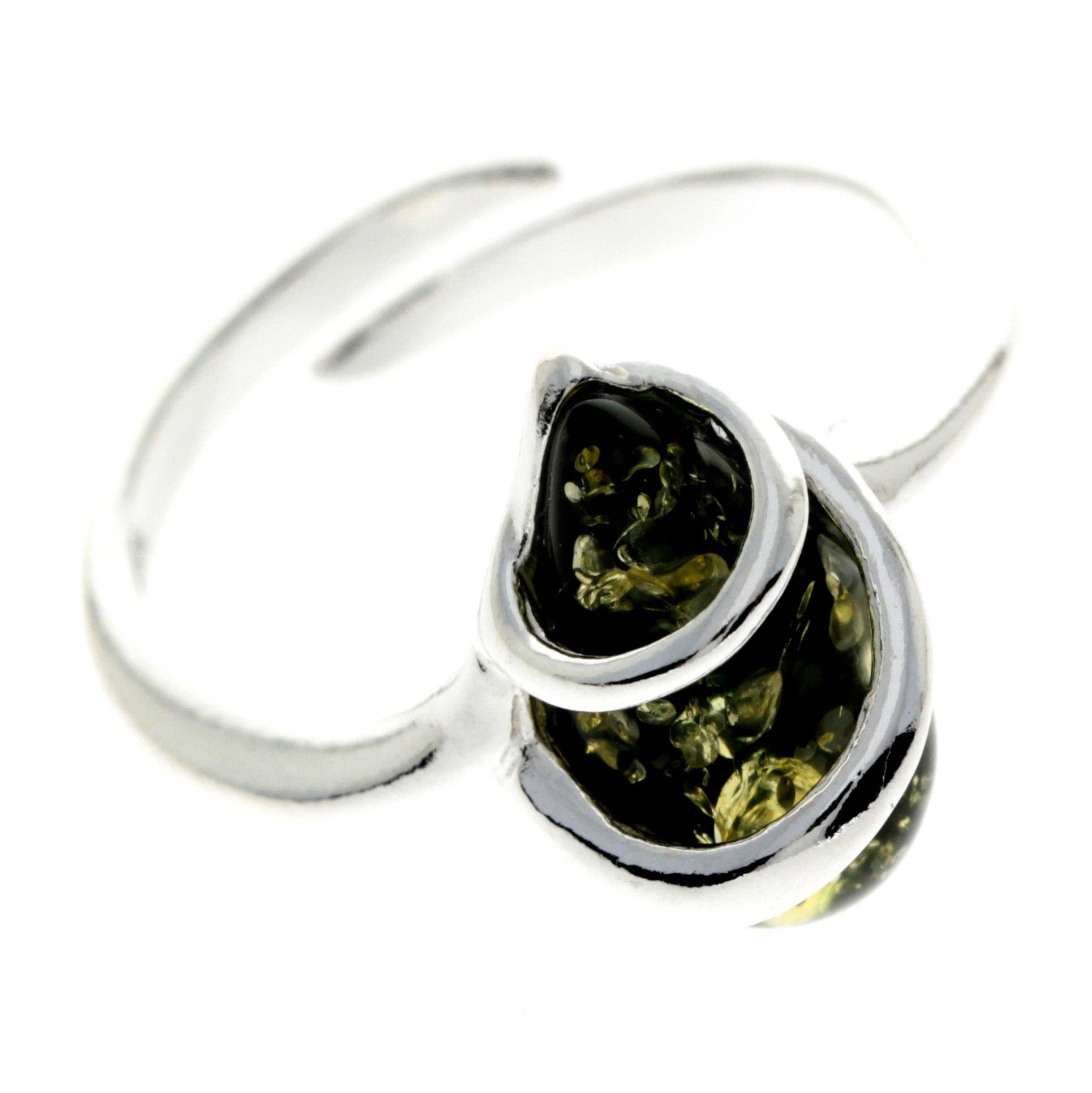 SilverAmber Jewellery - Wholesale Cocktail/Statement Ring - 925 Sterling Silver & Genuine Baltic Amber Modern Adjustable Ring - GL7264