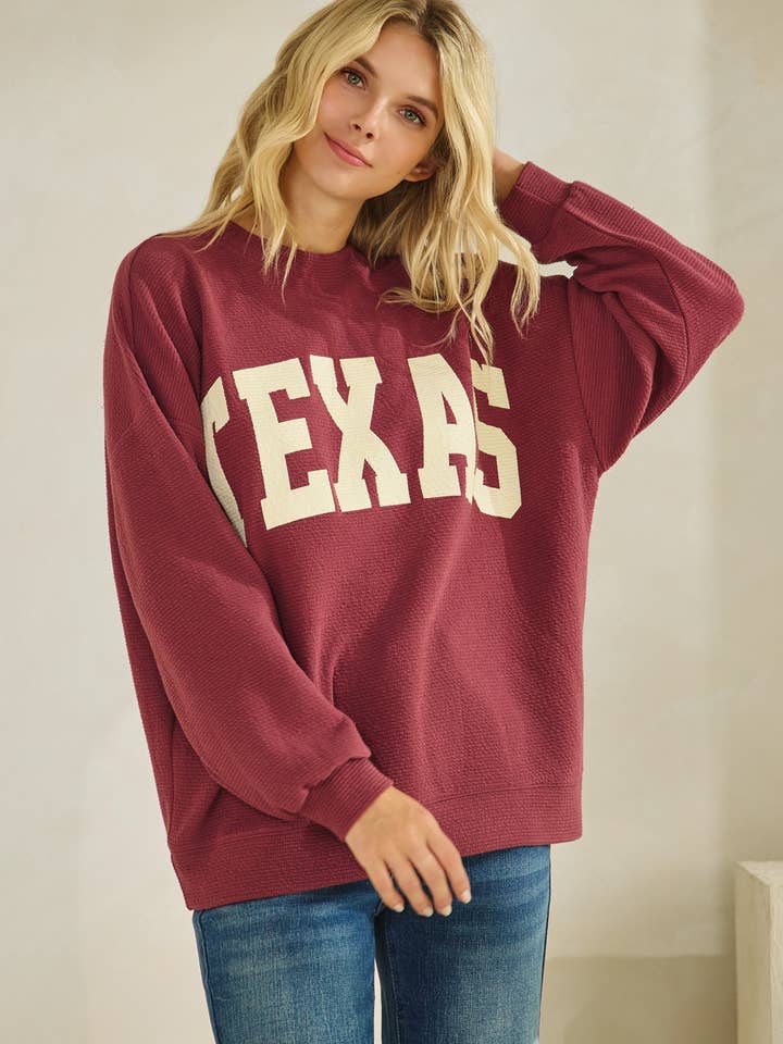 Tres Bien, Inc - Wholesale Knit Top - Women's - T-42092 "TEXAS" CLOUDY KNIT GRAPHIC LONG SLEEVE TOP11