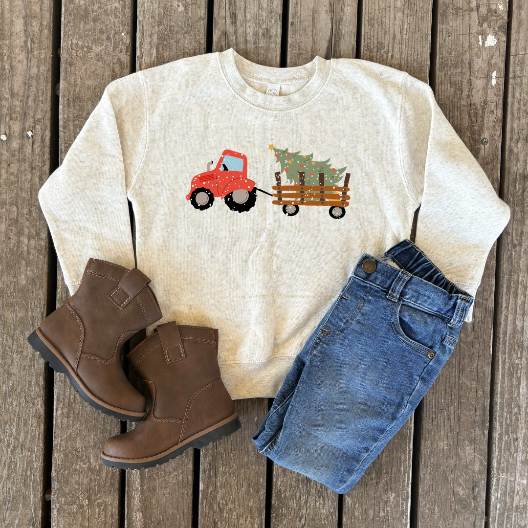 Sage & Soil - Wholesale Sweatshirt - Kinderen - Rode Tractor Kerstmis Peuter Sweater1