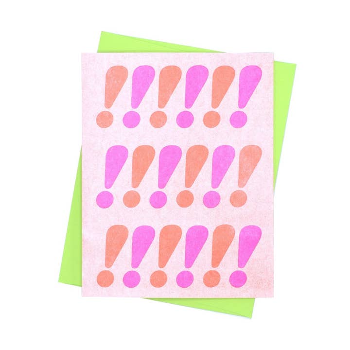 Exclamations Card - Neon Risograph Greeting Card for wholesale by Next Chapter Studio