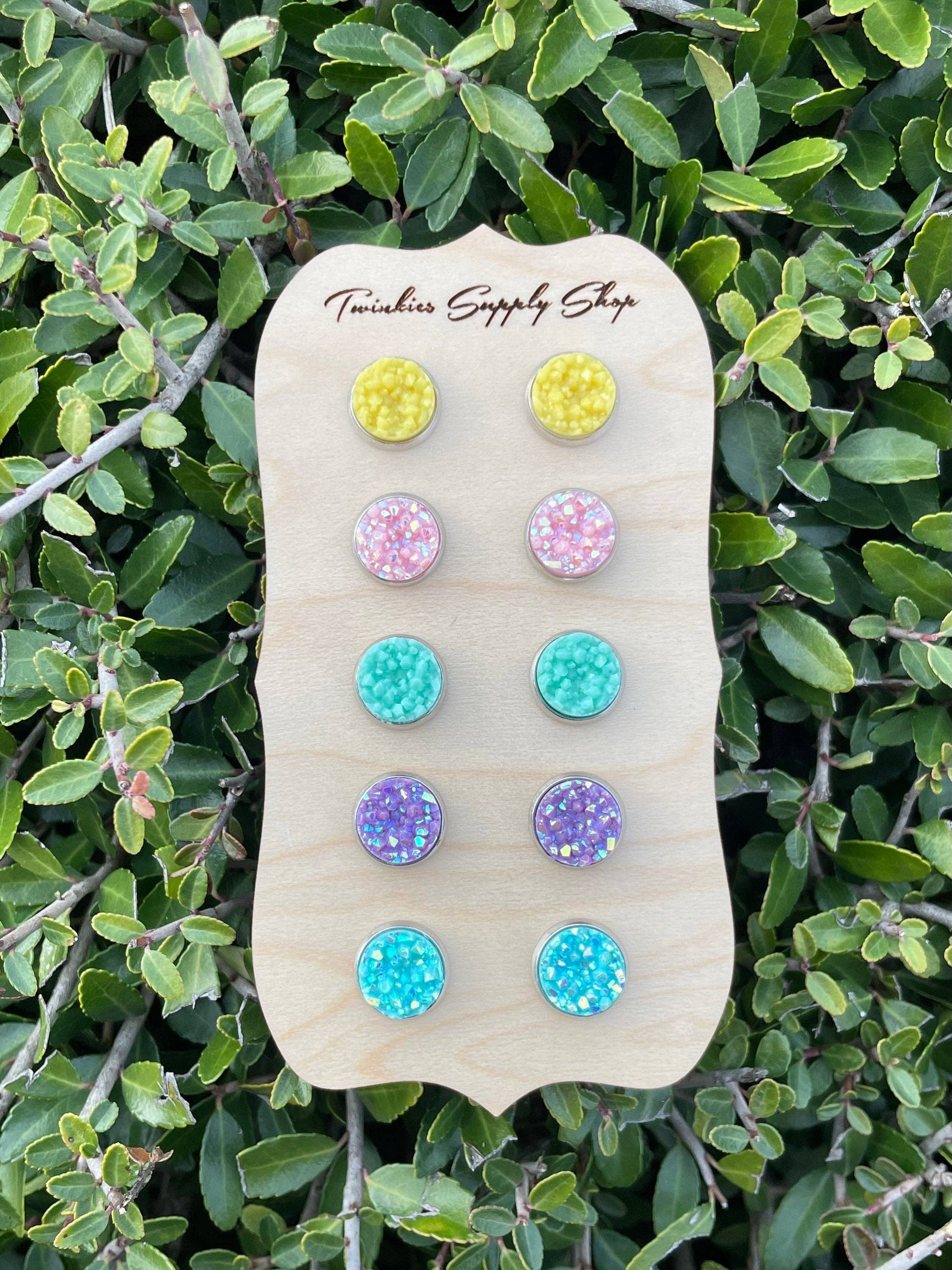 Wholesale 10mm Pastel Druzy Earrings for your store - Faire