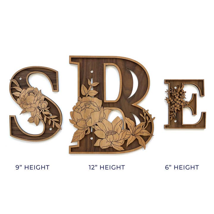 Inspired Indigo - Wholesale Wall Accent - Wood Letters and Numbers Wall Art - Floral Design