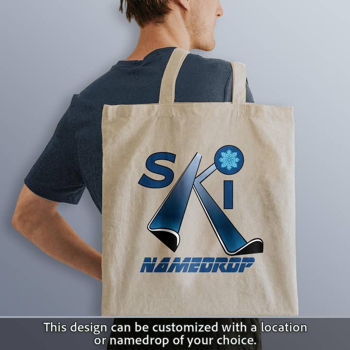 Ski Vintage Design Naam Drop Katoenen Keperstof Boodschappentassen voor wholesale door RetroPlanet