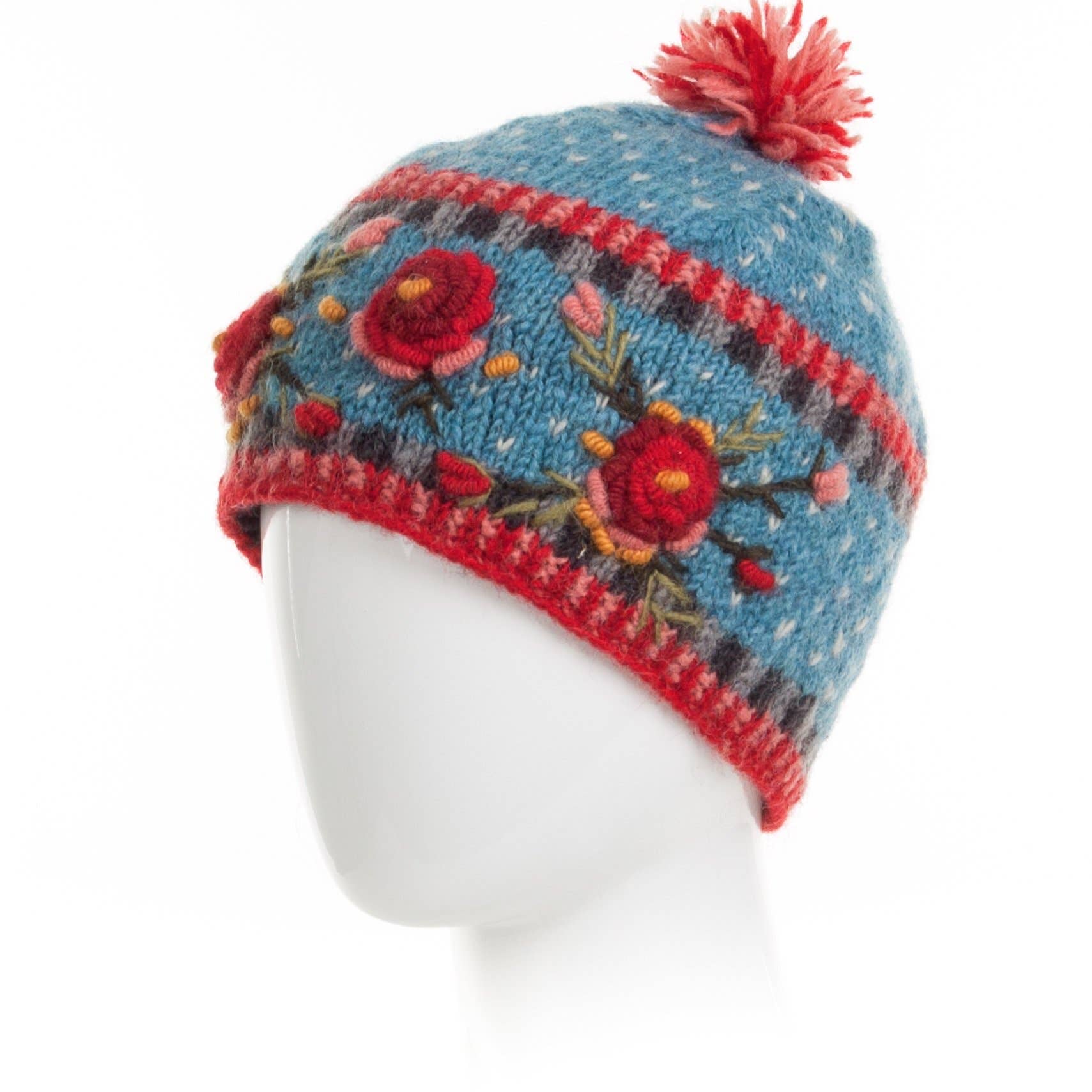 Lost Horizons Knitwear – Ships from USA - Wholesale Beanie - Women's - Aubrey Hand Knit Wool Beanie | Embroidered Floral Hat9