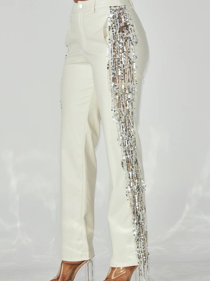 Hot & Delicious - Wholesale Pants - Women's - Shimmer Lane Faux Leather Fringe Pants (HDP33430)6