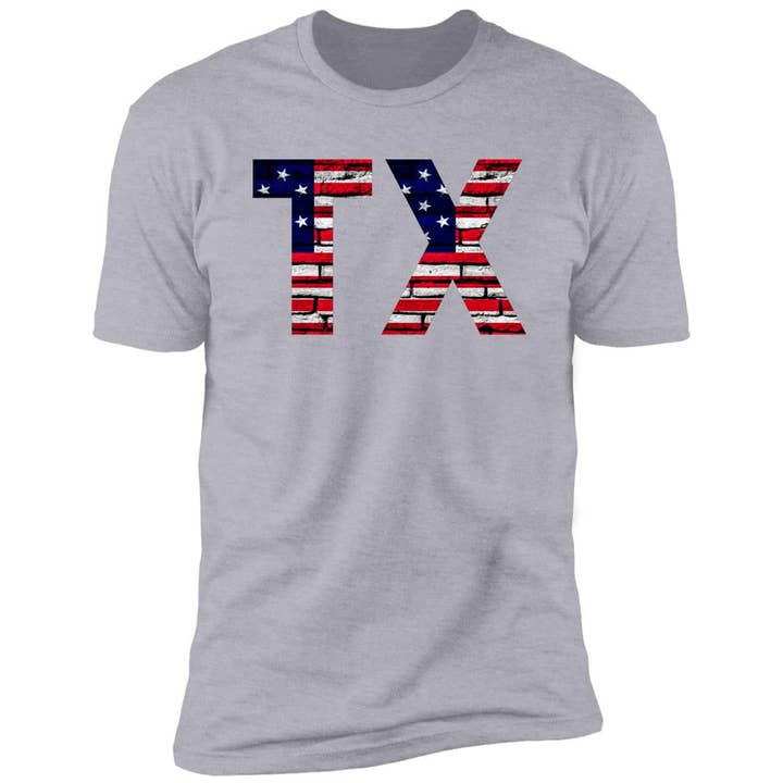 Premium-Unisex-T-Shirt mit Bricky-Schrift, US-Flagge von Texas für den Großhandel von VivaCity Gear