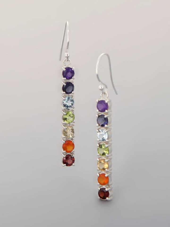 Chakra Gemstones Sterling Silver Earrings for wholesale by Culture Spot