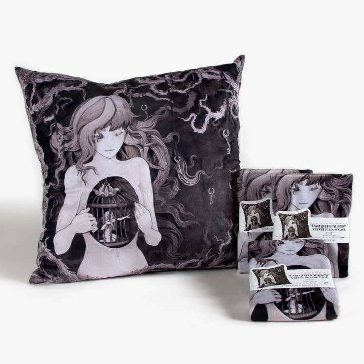 "Unrequited Sorrow" Velvet Square Pillowcase for wholesale by Daria Aksenova