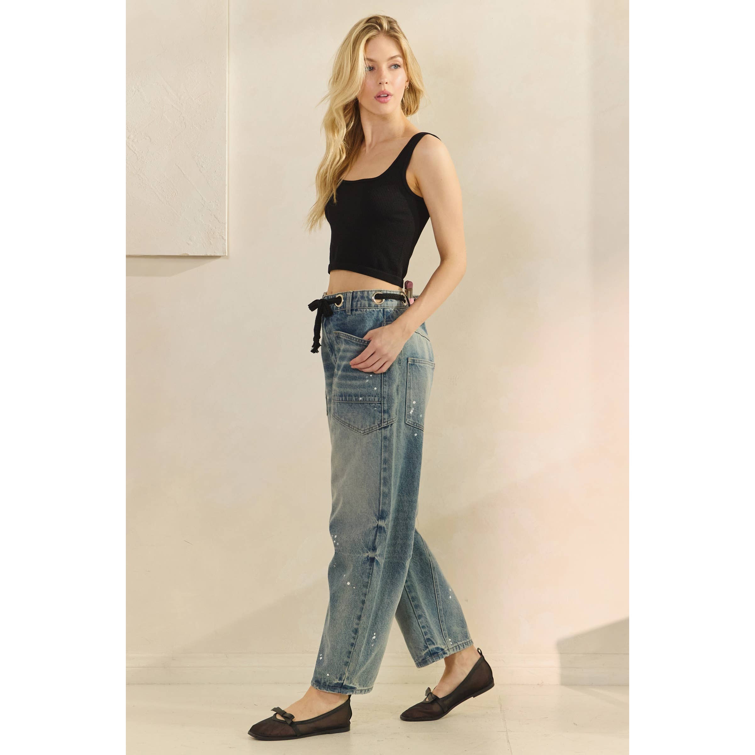 Medium Horseshoe Jeans with Belt Detail for wholesale on Faire4