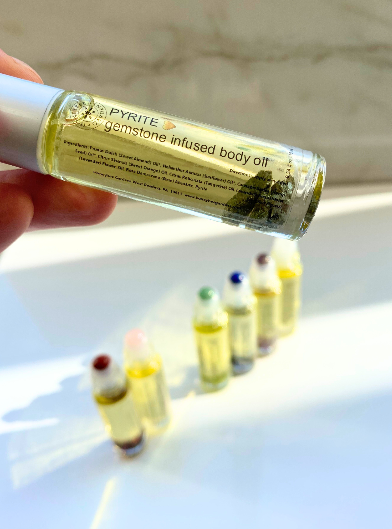 Honeybee Gardens Natural Cosmetics & Body Care - Wholesale Bath/Body Oil - Crystal Infused Aromatherapy Organic Body Oil Rollerballs9