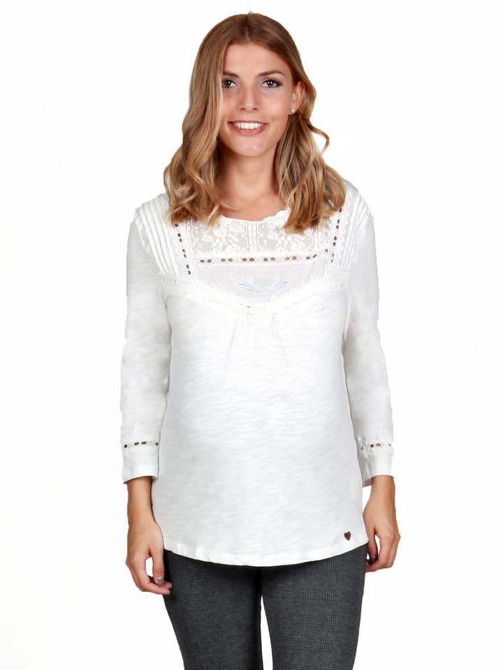 Sygeplejerske skjorte med broderi og blonder for engroshandel hos Ohma Barcelona