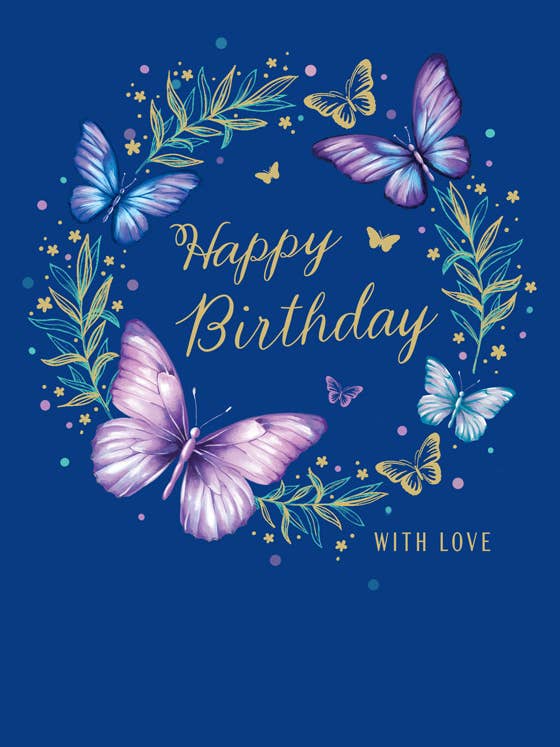 Verjaardagskaart, Verjaardag F, Vlindercirkel voor wholesale door Piccadilly Greetings