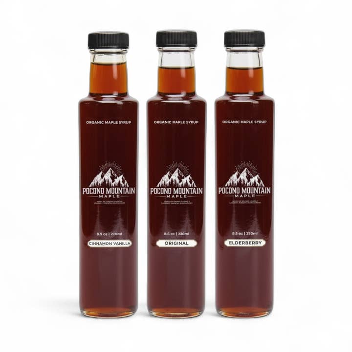 8oz Maple Syrup Trio – 3 Flavors for wholesale by Pocono Mountain Farms