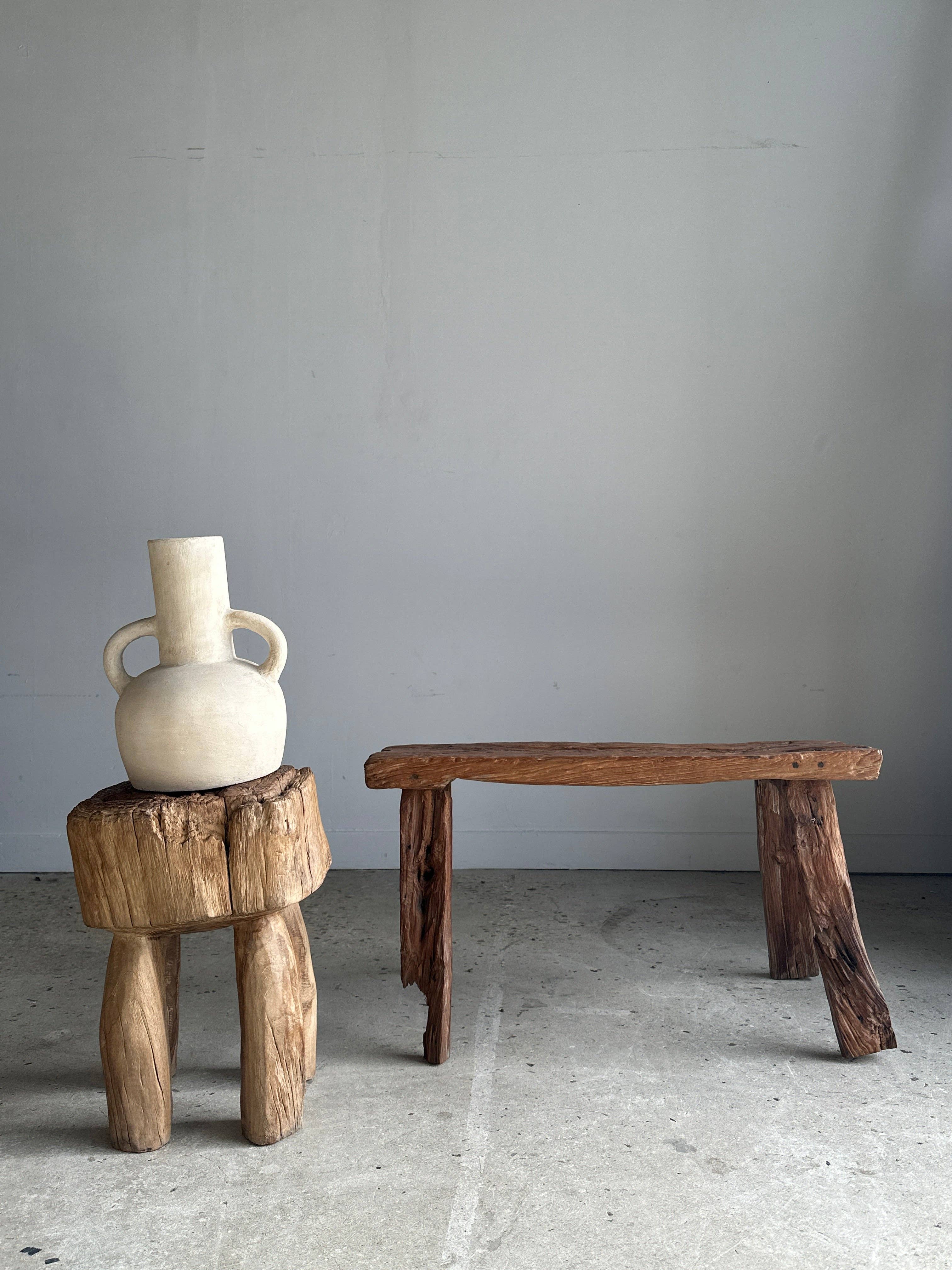 Office Objets - Wholesale Bench - Small organic bench in upcycled Asian teak quadripod openwork seat - Matahari12