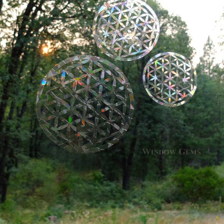 Window Gems - Wholesale Suncatcher - Flower of Life Mandala Window Clings - Casts rainbows!3