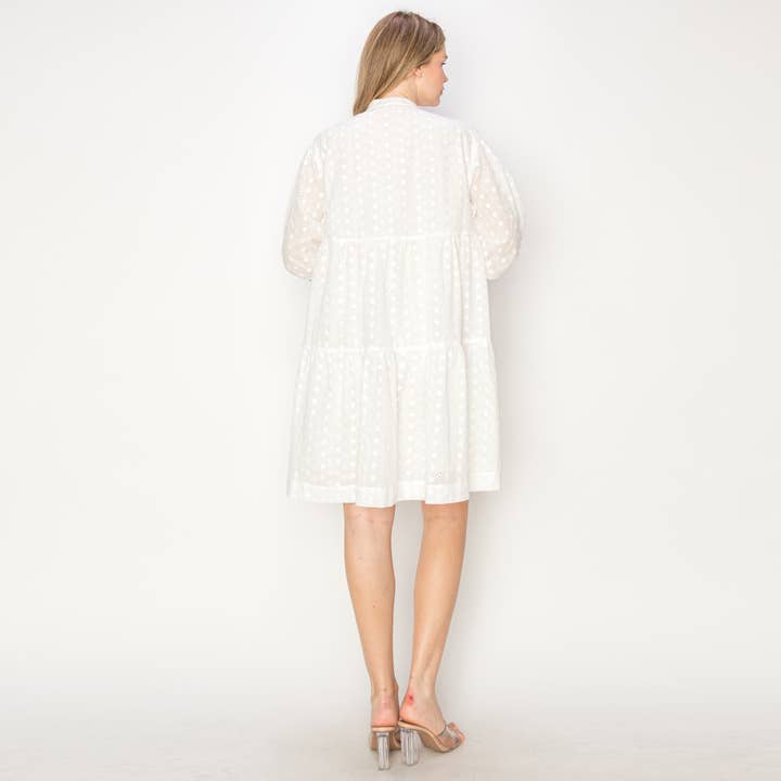 LoveWednesday – wholesale Dress – Women's – Cotton eyelet mini shirts dress - LWD25333