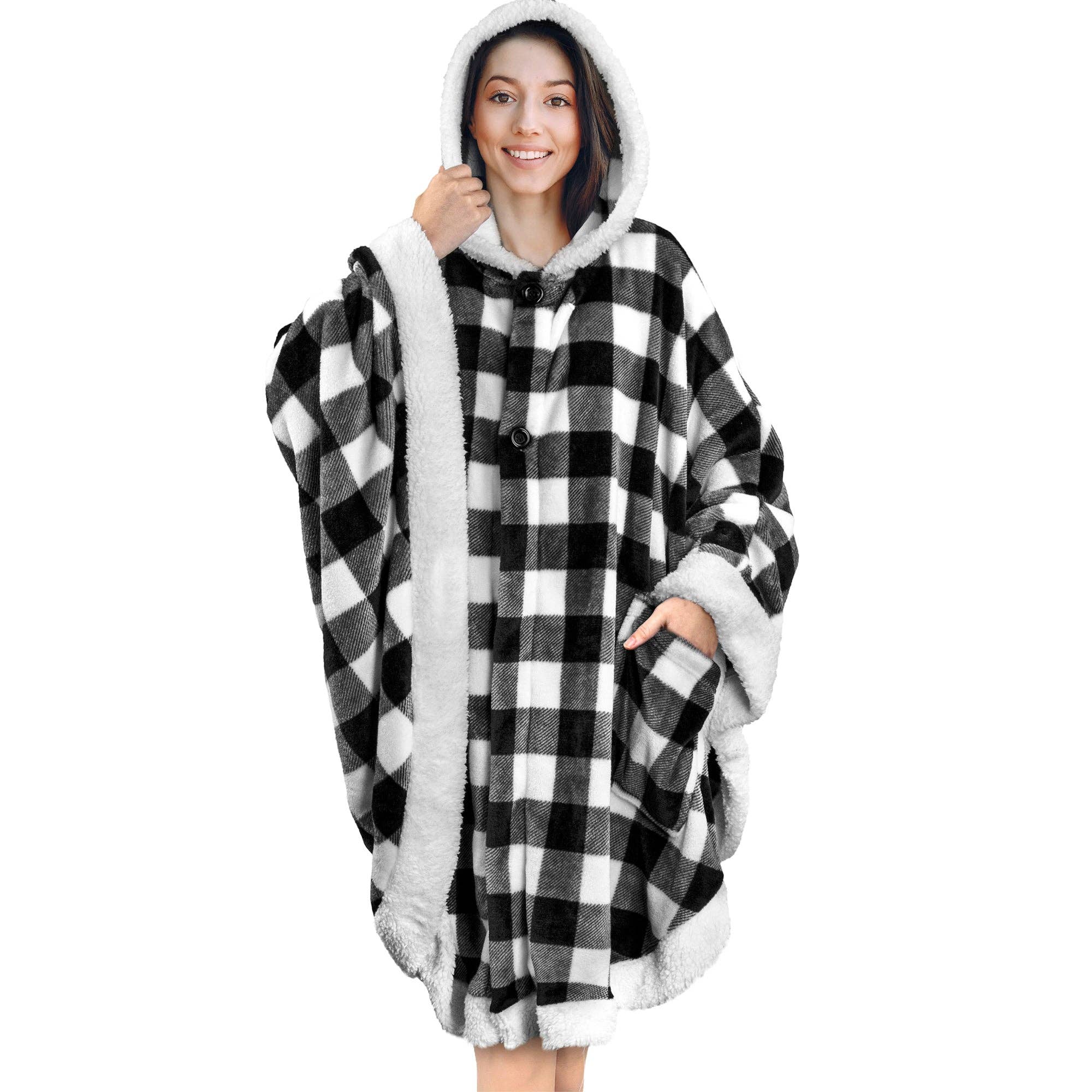 Pavilia – wholesale Poncho – Women's – Angel Wrap Hoodie Sherpa Poncho Blanket80