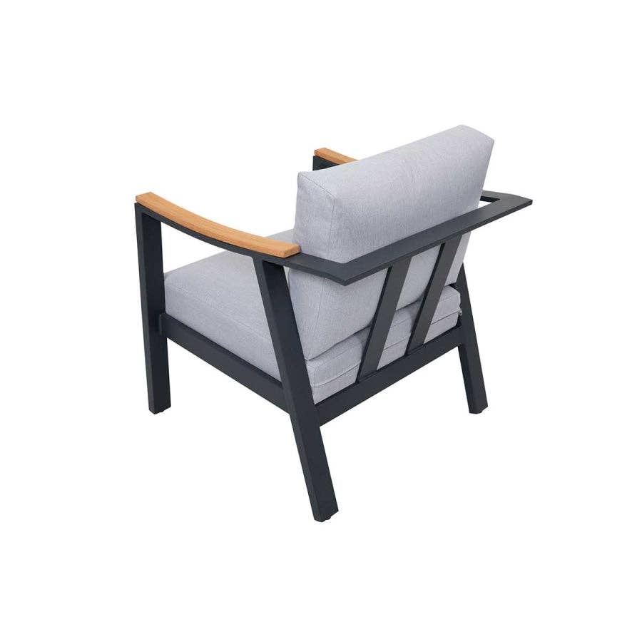 Silver Gray Nova 4-Piece Aluminum & Teak Sofa Set with Stationary Chairs for wholesale on Faire13