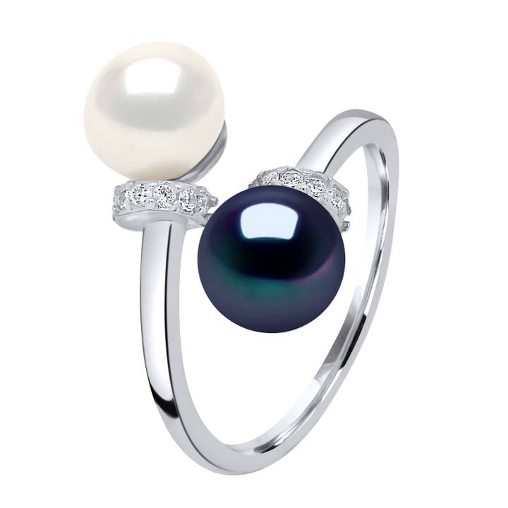 You & Me 2 Genuine Freshwater Cultured Pearls Ring for wholesale by Mitzuko