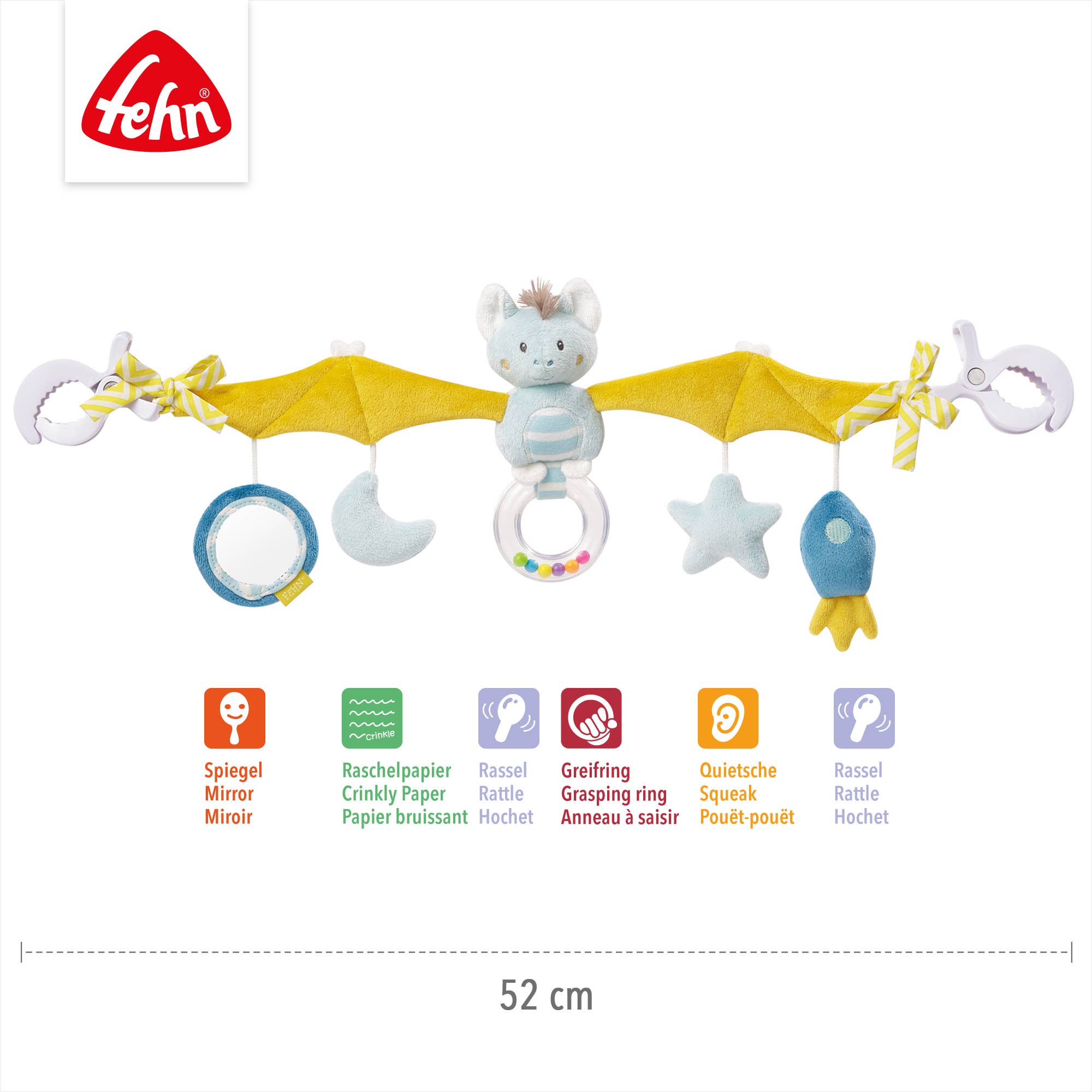 Fehn – Großhandel Hängerassel – Baby – Kinderwagenkette Fledermaus - Mobile-Kette zum Aufhängen4